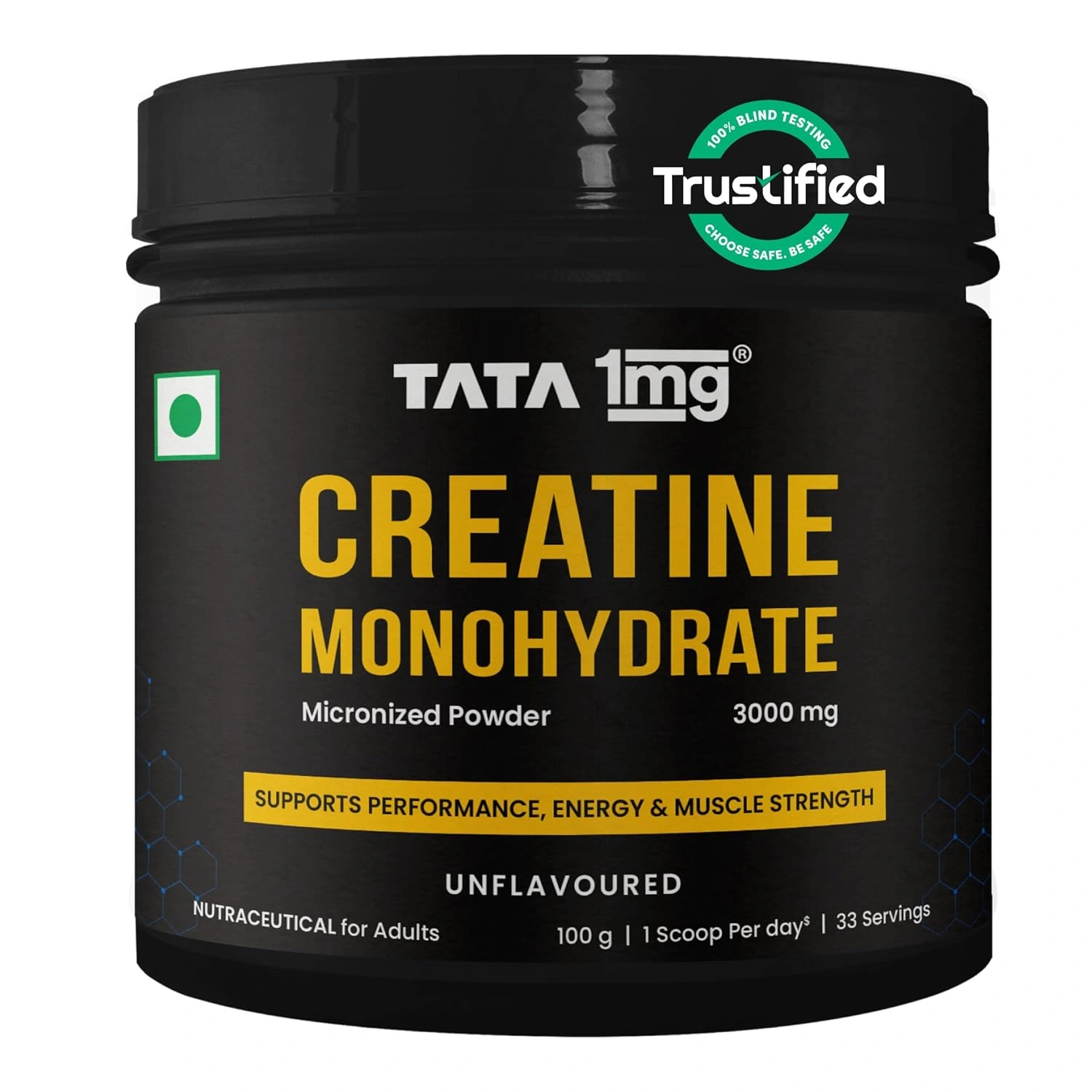 TATA 1MG Creatine Monohydrate | 100% Pure, Micronized | No Additives, No Preservatives | Zero Calories | Boosts Strength, Power & Recovery | Fast Absorption | Unflavoured,100gm