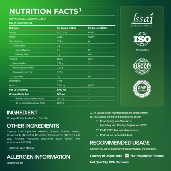 Nutrabay Fish Oil Omega 3 - 1000mg - 60 Caps