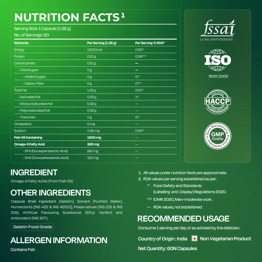 Nutrabay Fish Oil Omega 3 - 1000mg - 60 Caps - Image 2